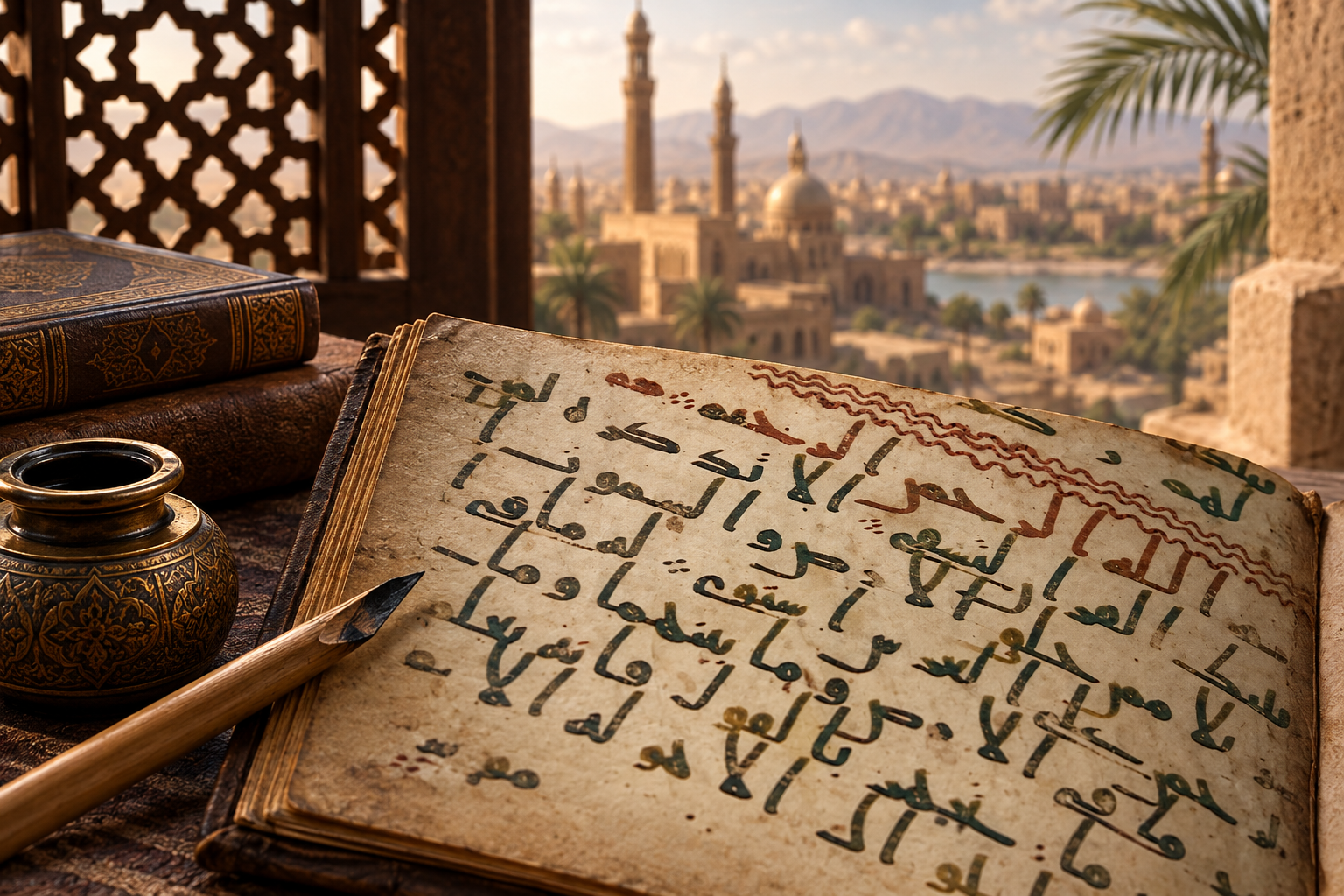 Ancient Arabic manuscript illustrating the historical development of right-to-left Arabic writing